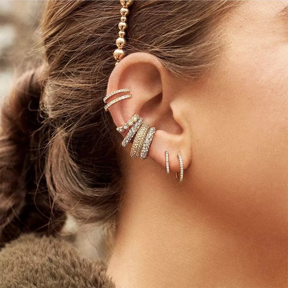 Glam Time Gold Rhinestone Ear Cuff Set - Picture 3 of 5